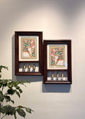 Kamdhenu Krupa | Hand-Painted Pichwai Teak Wood Wall Frame with Brass Bells - Beige