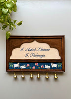 Pichwai Name Plate With Brass Bells