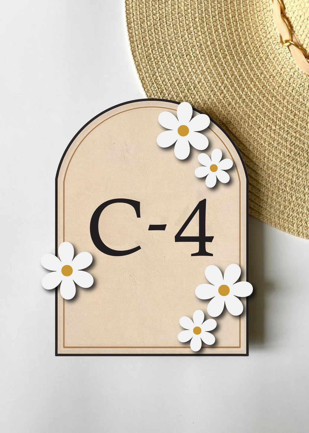 Daisy Number Sign in Beige (only numbers)