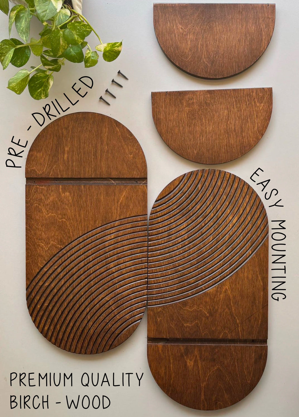 Oval Wooden Wall Shelf- Set of Two