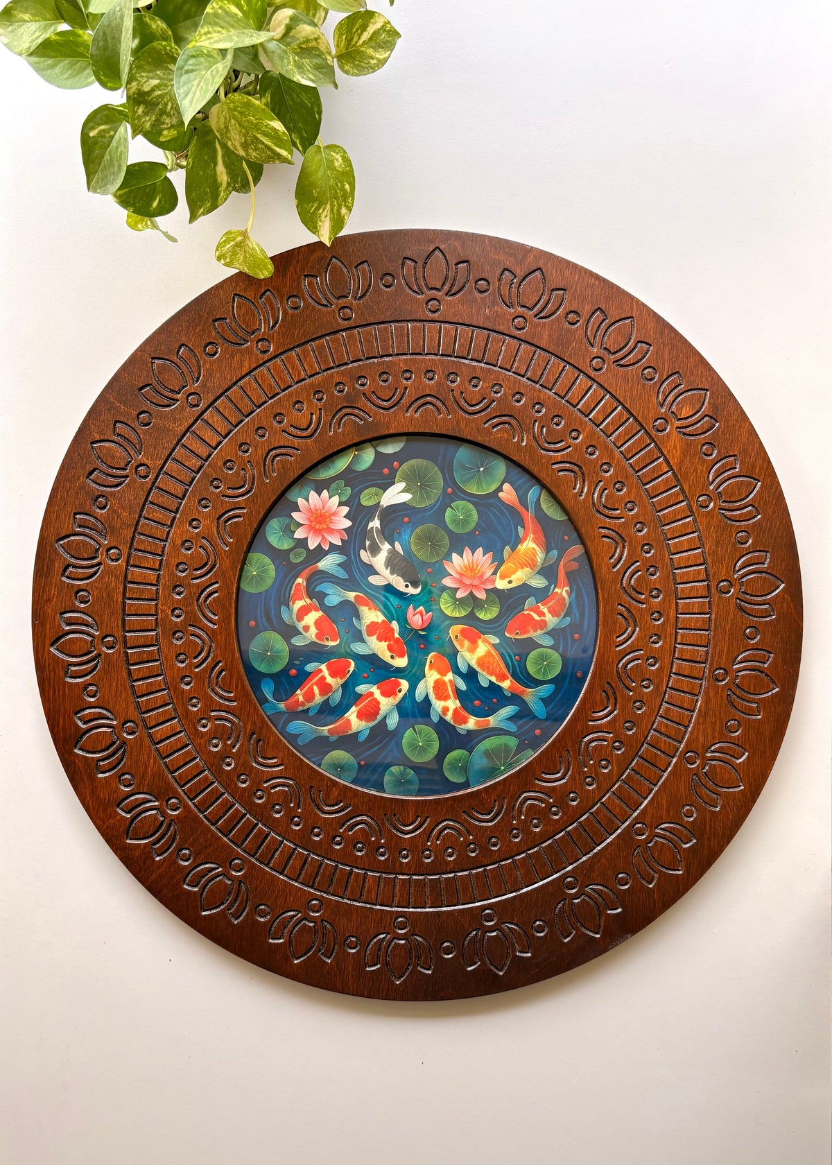 Koi Fish Handcrafted Wooden Wall Art- Symbol of Prosperity & Serenity