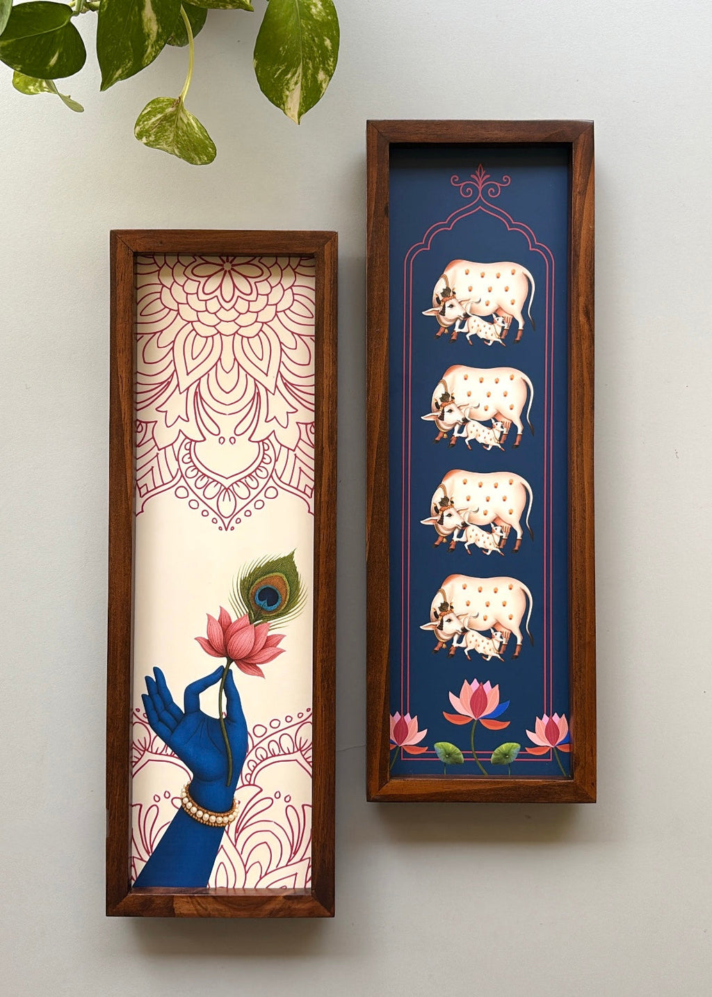 Gopal Kripa – Lord Krishna & Kamdhenu Hindu Spiritual Wall Art Set