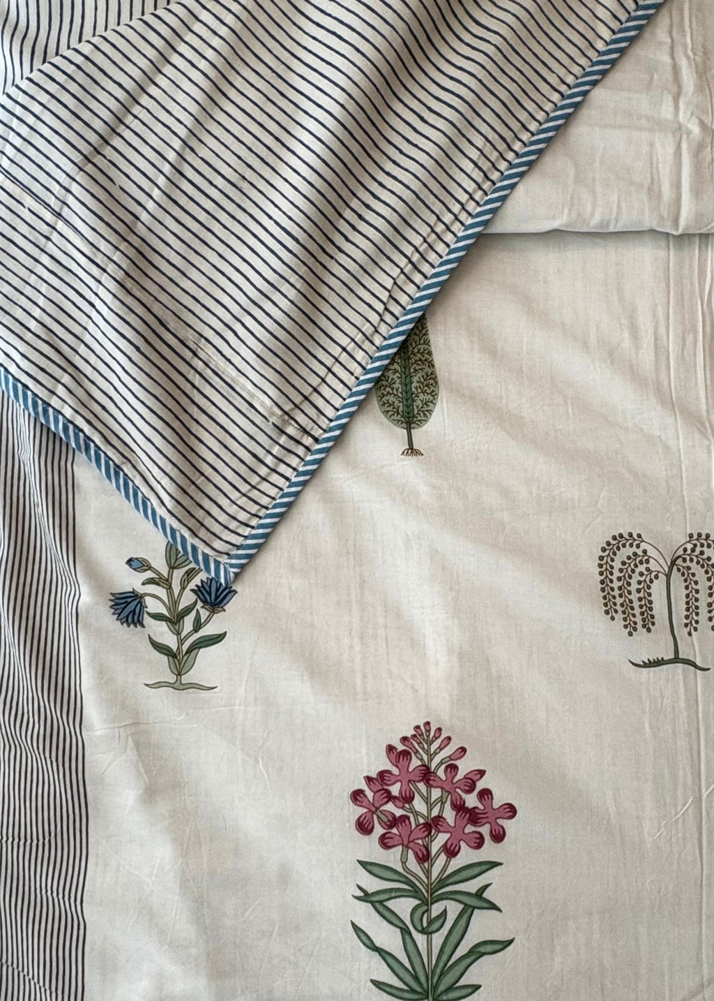 Ruhani 100% Mulmul Cotton Reversible AC Dohar – Hand Block Printed