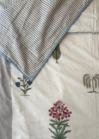 Ruhani 100% Mulmul Cotton Reversible AC Dohar – Hand Block Printed