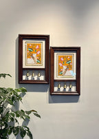Kamdhenu Krupa | Hand-Painted Pichwai Teak Wood Wall Frame with Brass Bells - Yellow