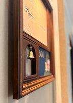 Vrindavan - Wooden Nameplate for Home with Brass Bell