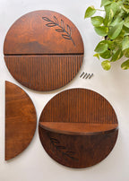 Leafline – Wooden Round Leaf Wall Shelf Set of 2