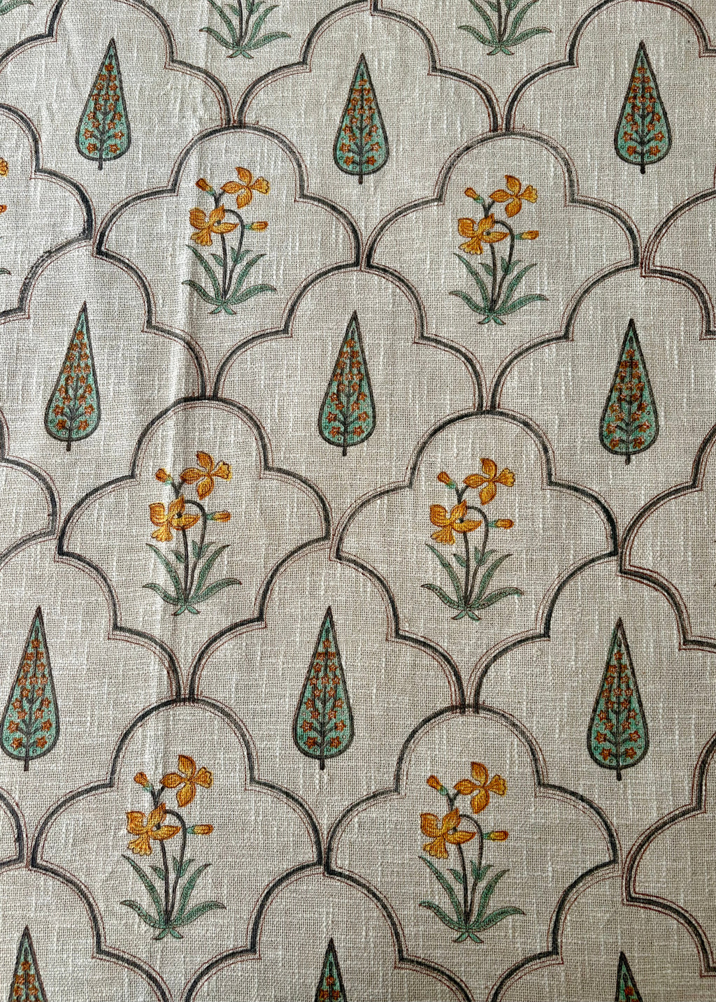 Peeli Bagh Hand Block Printed Soft Jute Bedsheet Set