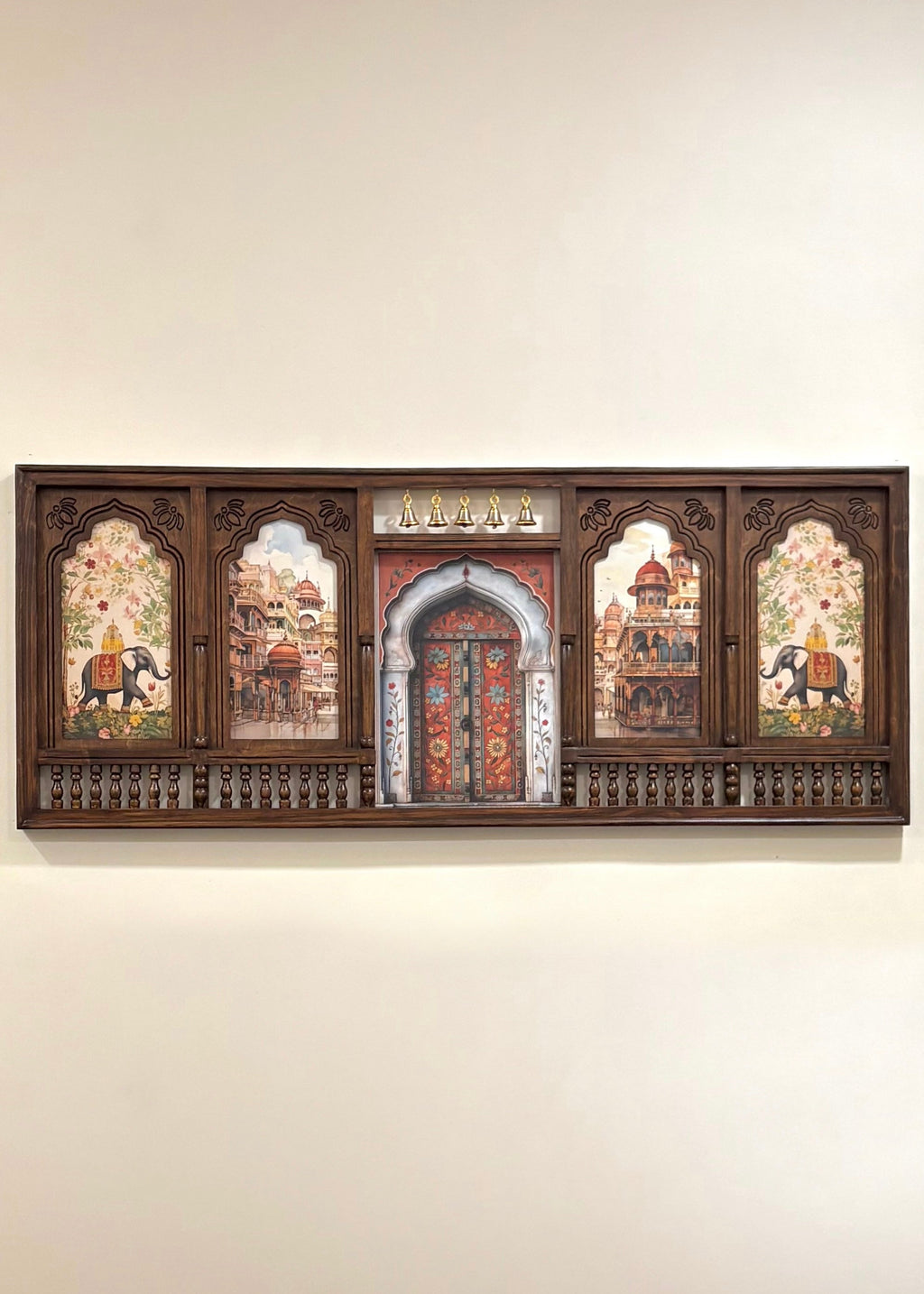 Meera Mahal Wooden Wall Decor – Grand 3D Wooden Artwork for Luxurious Interiors
