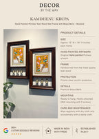 Kamdhenu Krupa | Hand-Painted Pichwai Teak Wood Wall Frame with Brass Bells - Yellow