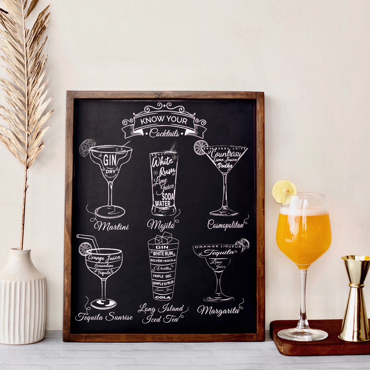 Know Your Cocktails Frame - Bar Decor