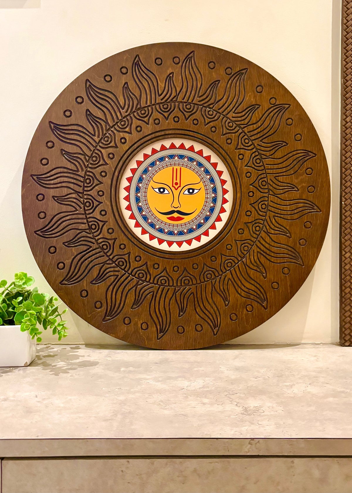 Surya Dev Wooden Wall Art