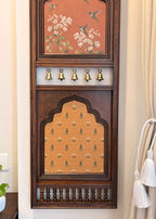 Madhuban Mahal - Vertical Wooden Wall Art with Brass Bells