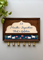 Pichwai Name Plate With Brass Bells