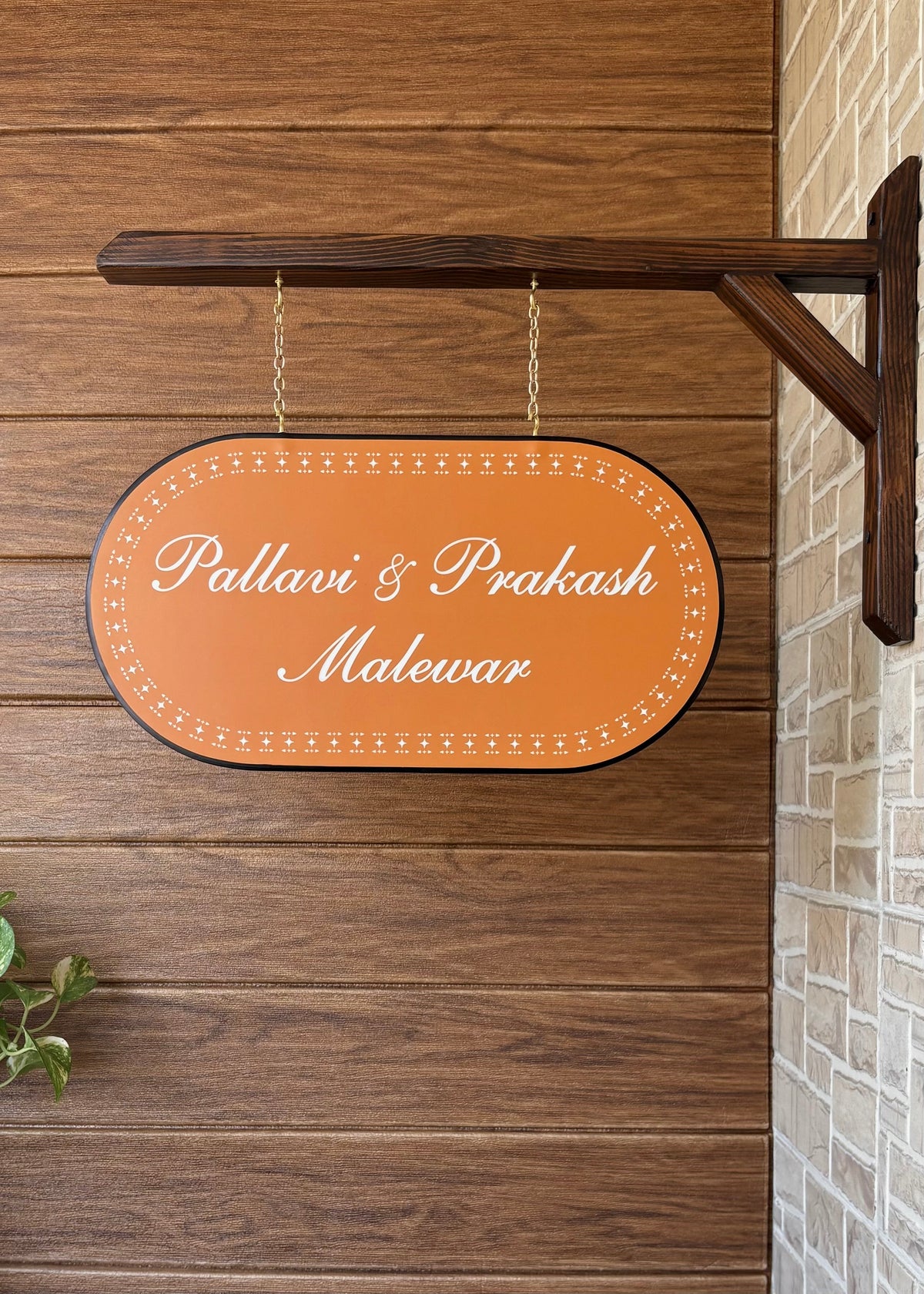 Aarambh – Hanging Name Plate with Wooden Bracket