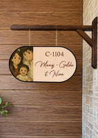My Happy Home – Ghibli Art Inspired Name Plate with Wooden Bracket