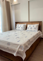 Palm Bliss 100% Cotton Hand Block Printed 300 TC Bedsheet Set