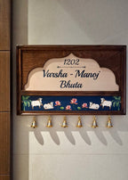 Pichwai Name Plate With Brass Bells