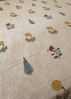 Marigold Hand Block Printed Soft Jute Bedsheet Set