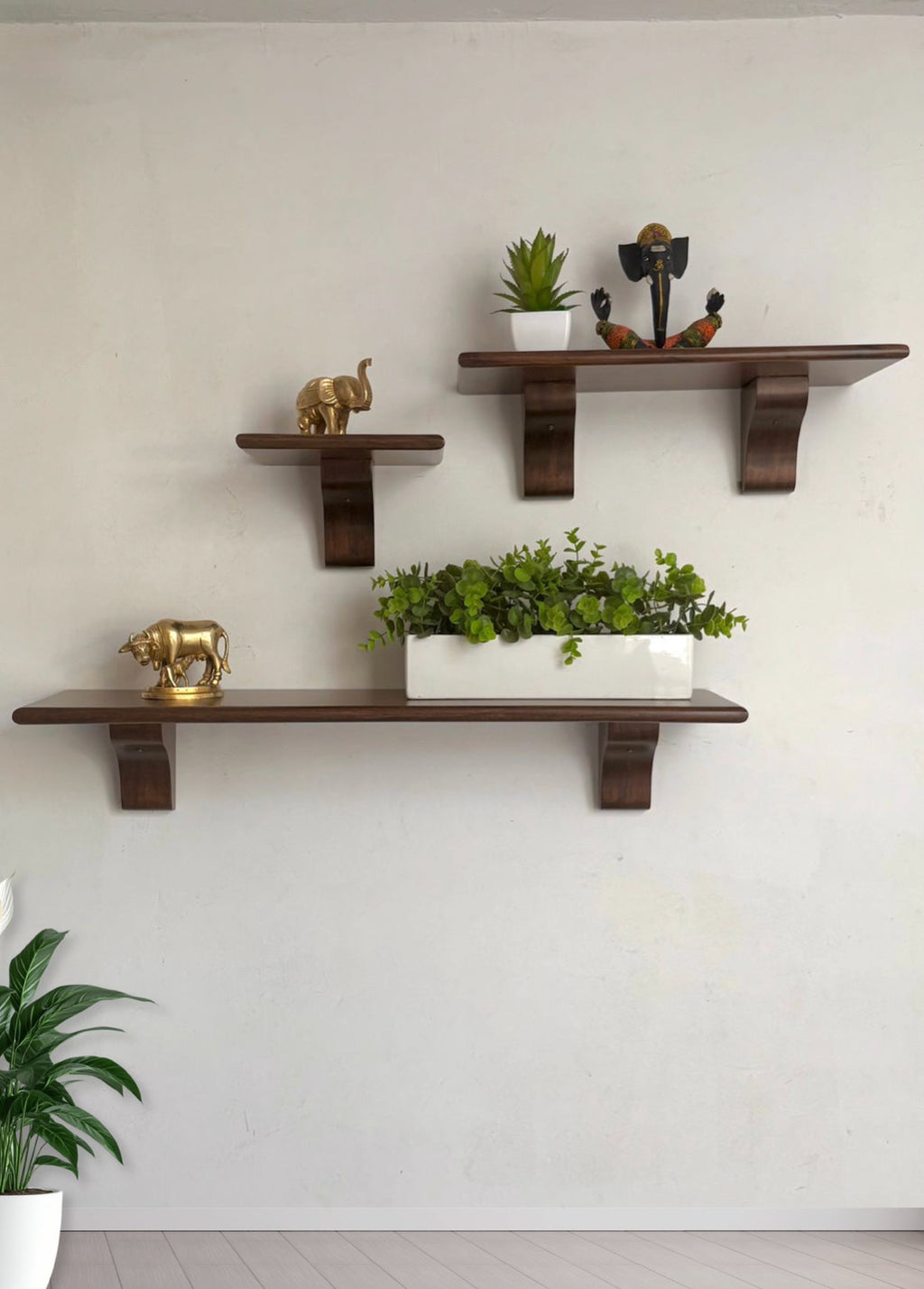 Vintage Wooden Wall Shelf- Set of Three