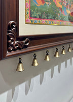 Vrindavan Ras Leela – Original Hand-Painted Pichwai Set of 3 Wooden Wall Frames with Brass Bells