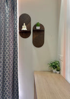 Oval Wooden Wall Shelf- Set of Two