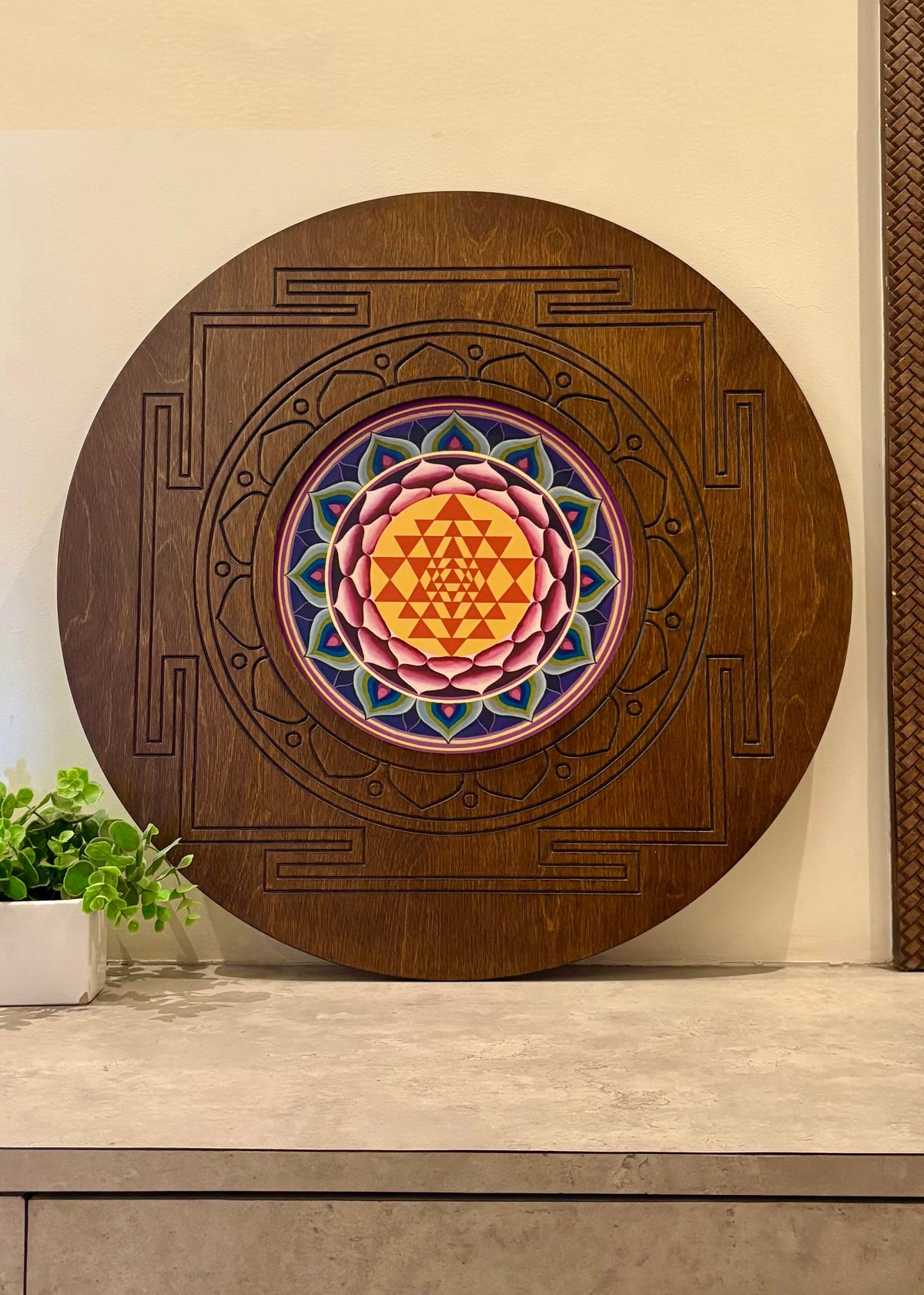 Sri Yantra Wooden Wall Art