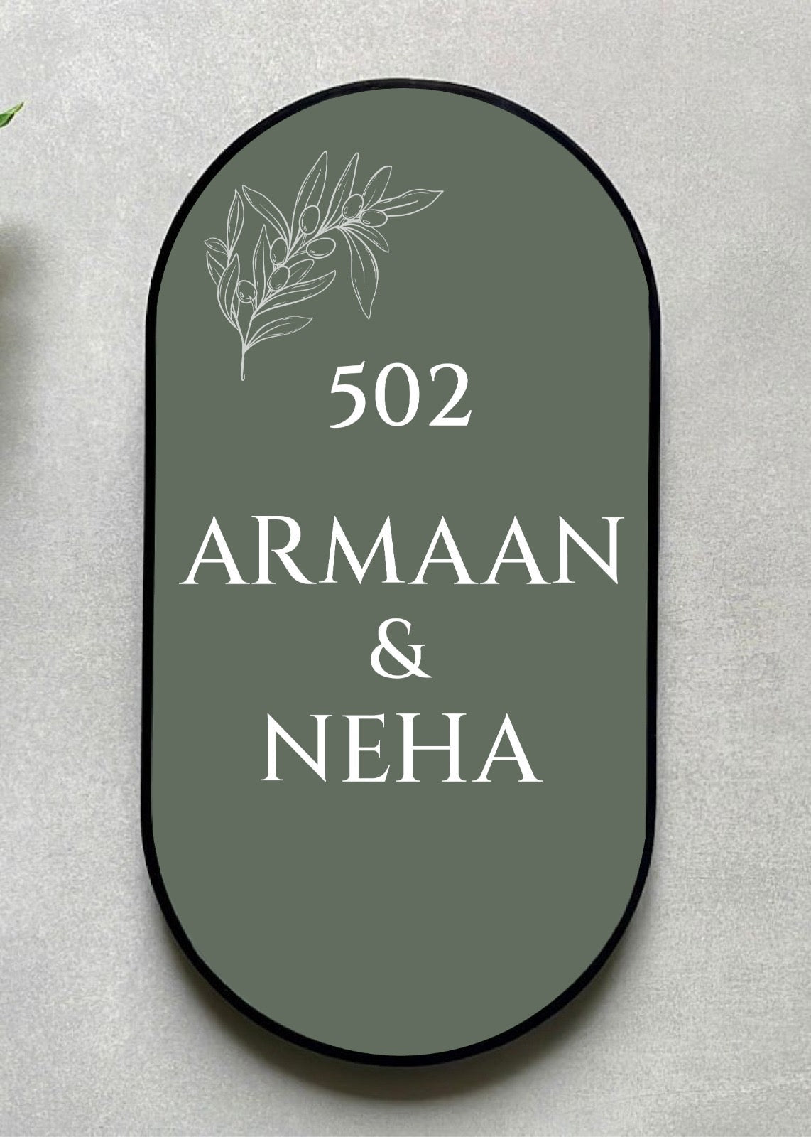 Olive Vertical Name Plate