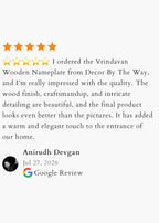 Vrindavan - Wooden Nameplate for Home with Brass Bell