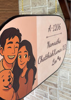 My Happy Home – Ghibli Art Inspired Name Plate with Wooden Bracket