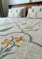 Peeli Bagh Hand Block Printed Soft Jute Bedsheet Set