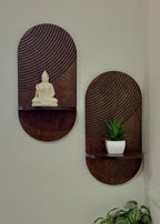 Oval Wooden Wall Shelf- Set of Two