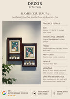 Kamdhenu Krupa | Hand-Painted Pichwai Teak Wood Wall Frame with Brass Bells - Teal