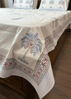 Palm Bliss 100% Cotton Hand Block Printed 300 TC Bedsheet Set