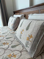 Peeli Bagh Hand Block Printed Soft Jute Bedsheet Set