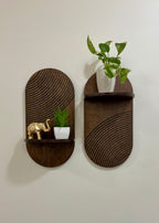 Oval Wooden Wall Shelf- Set of Two