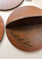 Leafline – Wooden Round Leaf Wall Shelf Set of 2