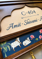 Pichwai Name Plate With Brass Bells