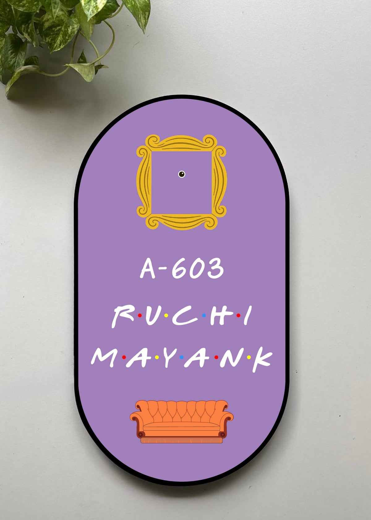 Friends TV Show Inspired Nameplate with Yellow Frame